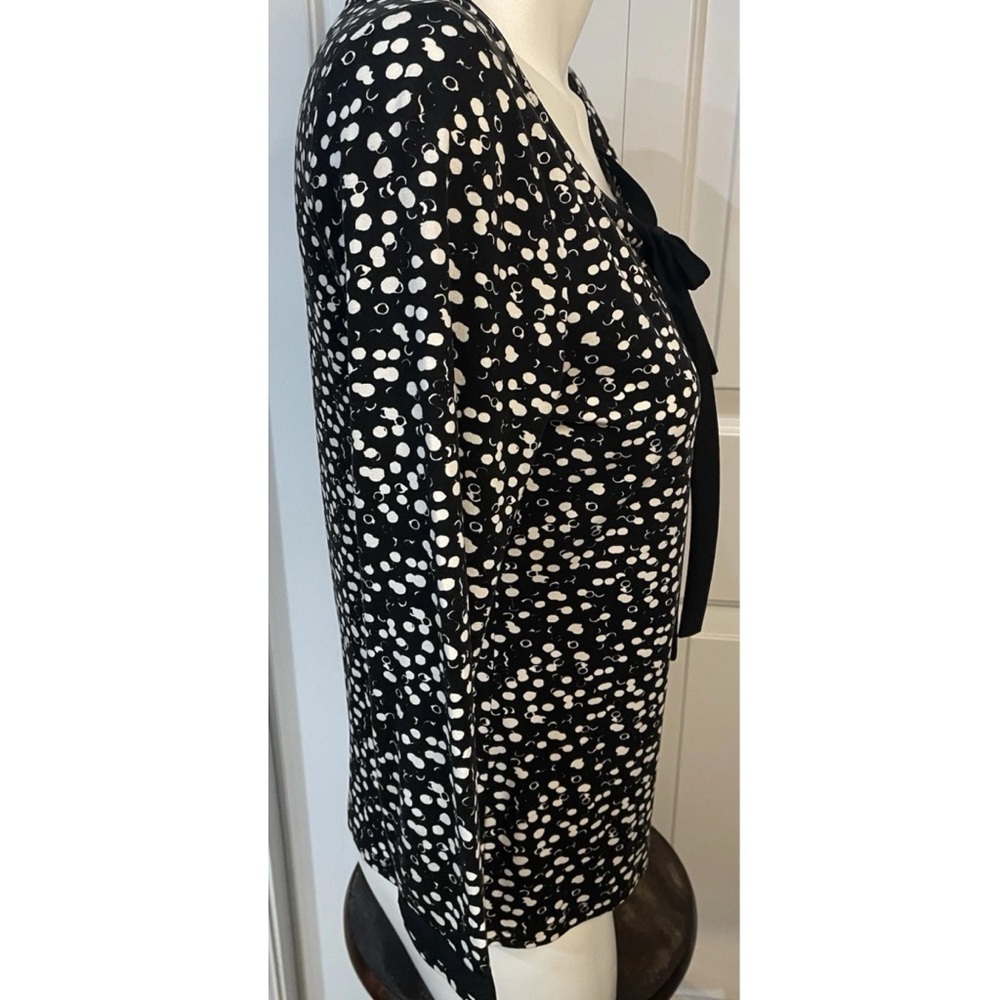 Talbots Top with Tie at Neckline in Black & White Bubble Print Size Small - Picture 3 of 6